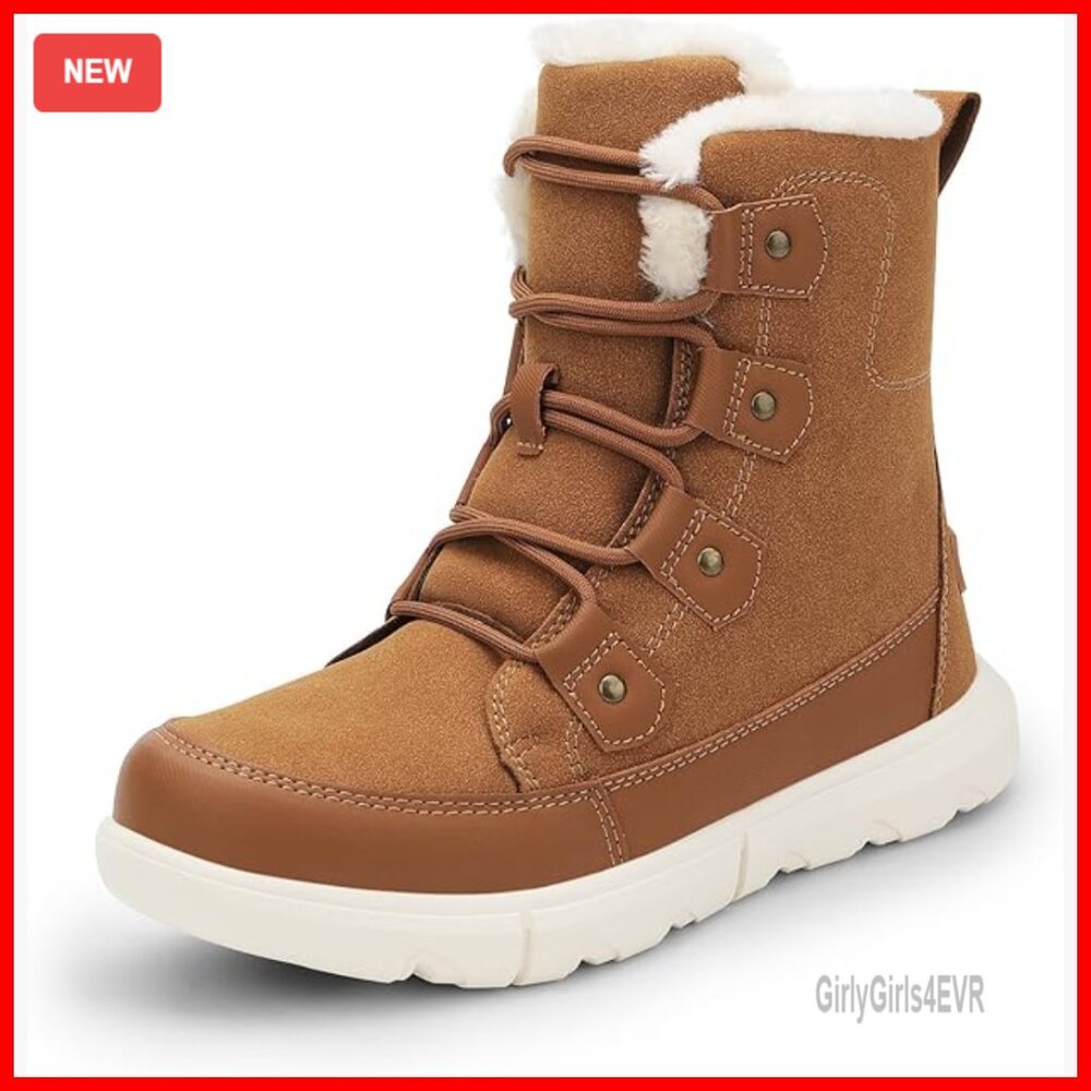 Women's Winter Snow Boots Lace Up Ankle Booties Faux Fur Warm Anti-Slip